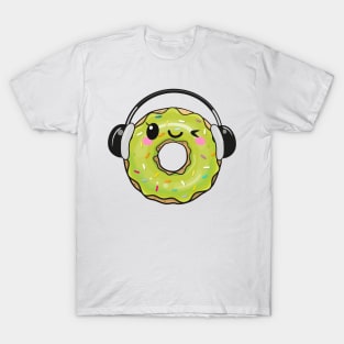 Cool light green donut with headphones T-Shirt